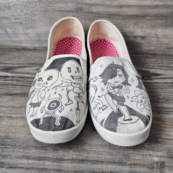 💥406 Custom Drawn Slip On Canvas Shoes - Picture 12 of 12